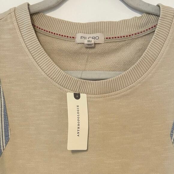 NWT Pilcro Woven Puff-Sleeve Top In Blue/Tan Size XS - Picture 4 of 8